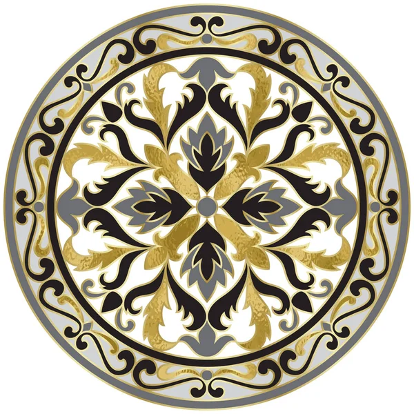 Векторна Мозаїка Класичний Медальйон Золотою Фольгою Геометричними Елементами Абстрактна Квіткова — стоковий вектор
