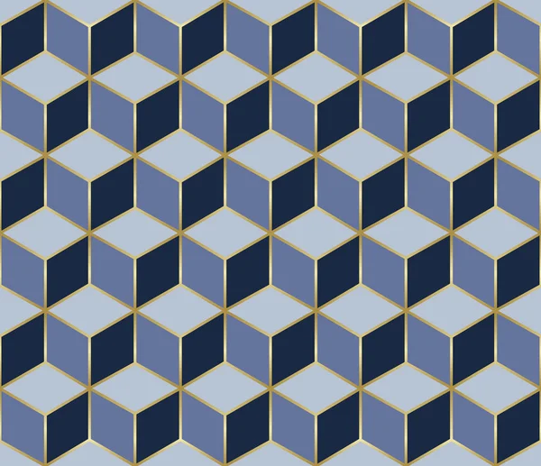 Wzór Mozaiki Bezszwowe Kostki Efekt Złoto Geometryczną Dekoracją Wektor Tle — Wektor stockowy