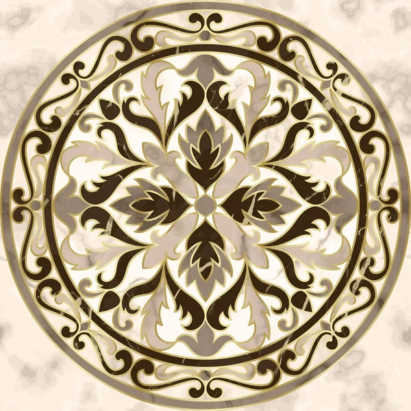 Розкішний Мармуровий Безшовний Візерунок Класичним Квітковим Медальйоном Повторювати Мармурову Композицію — стоковий вектор