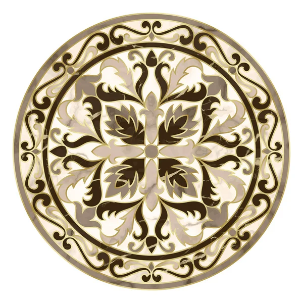 Розкішний Мармуровий Візерунок Класичним Квітковим Медальйоном Повторювати Мармурову Композицію Золотими — стоковий вектор