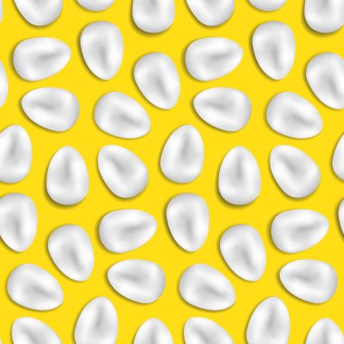 Sarı zemin üzerine beyaz tavuk yumurta seamless modeli. Lüks reapit holliday duvar kağıdı, ambalaj, tekstil baskı.
