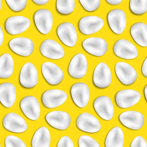 Ovos Galinha Branca Sem Costura Padrão Fundo Amarelo Reapit Luxo — Vetor de Stock
