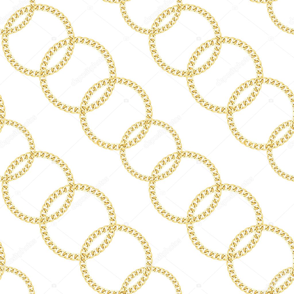 Golden Chains Diagonal Seamless Pattern. Luxury Fashion Print.