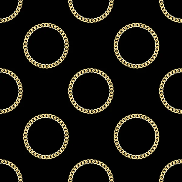 Chaînes dorées Modèle sans couture sur fond noir . — Image vectorielle