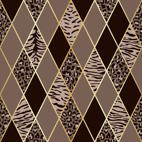 Animal beige und braun geometrisches nahtloses Muster — Stockvektor