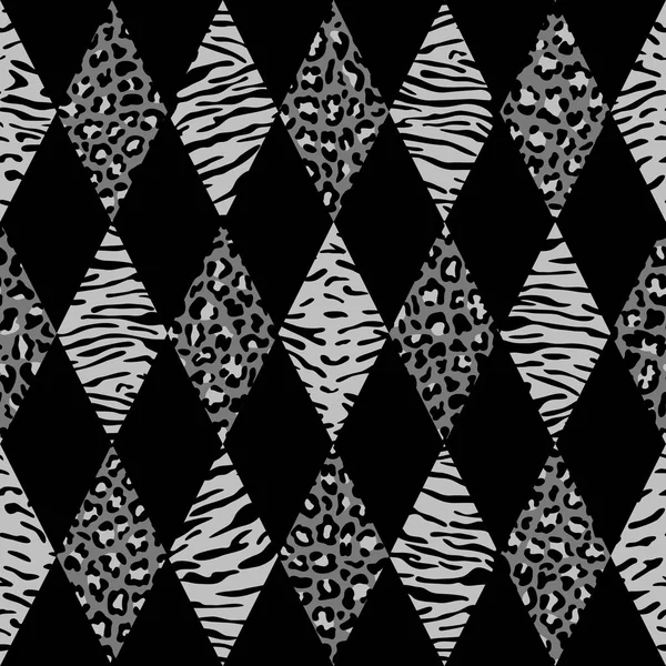 Djur svart och grå geometriska sömlösa mönster — Stock vektor
