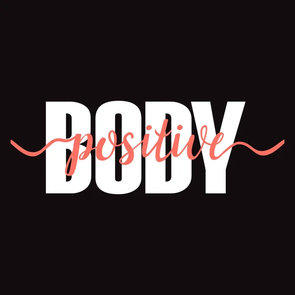 T-shirt Body Positive imprimé avec ruban corail . — Image vectorielle