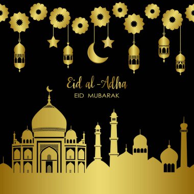 Kurban Bayramı Altın Şehir Tatil Vektör Şablonu