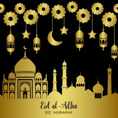 Kurban Bayramı Altın Şehir Tatil Vektör Şablonu