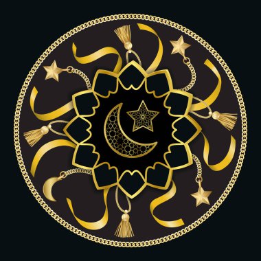 Siyah arka plan üzerinde Arap altın lüks desen