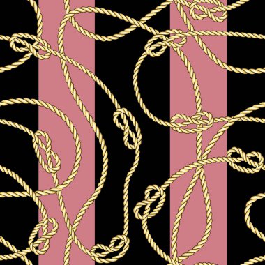 Deniz Düğümü Dikişsiz Desenli Altın Kaotik Kayışlı Halatlar.