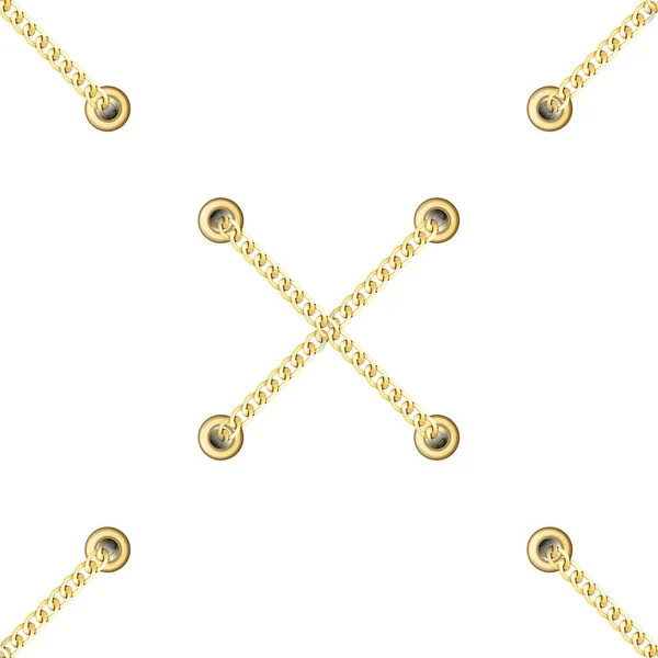 Golden Cross Chains with Metal Eyelets Seamless Pattern. — Stock Vector