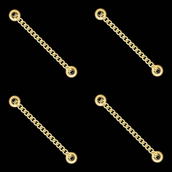 Goldene diagonal geschnallte Ketten mit Metall-Ösen, nahtloses Muster. — Stockvektor