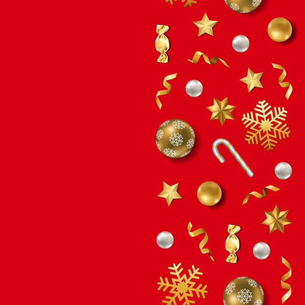 Noël et Nouvel An frontière sans couture avec des objets de vacances d'hiver — Image vectorielle