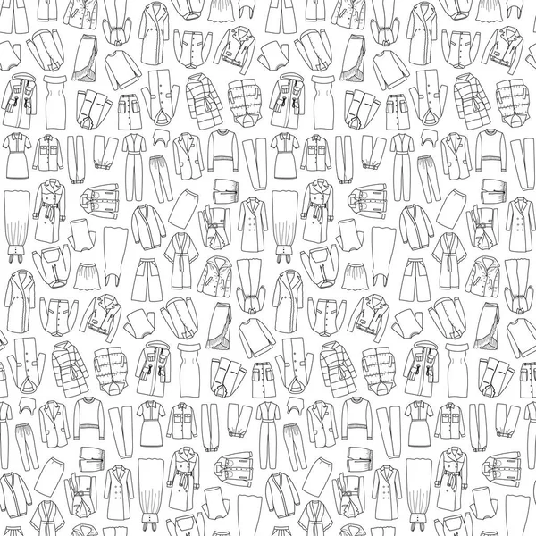 Ensemble de vêtements sans couture pour femmes Doodle Vector — Image vectorielle