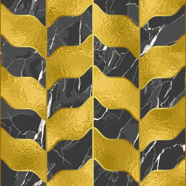 Marmor Luxus nahtlose Muster mit goldener Folie — Stockvektor