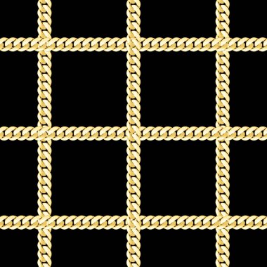 Altın zincirleri moda vektör sorunsuz desen kontrol