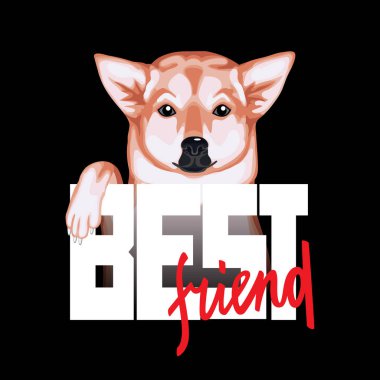 Köpek ve Yazı ile Tshirt baskı Best Friend