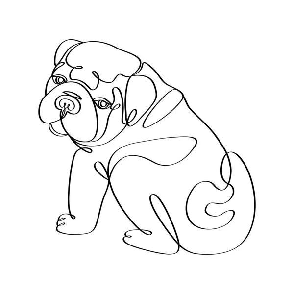 Outline Bulldog Fashion Tshirt Hand Drawn Print. — Stock Vector
