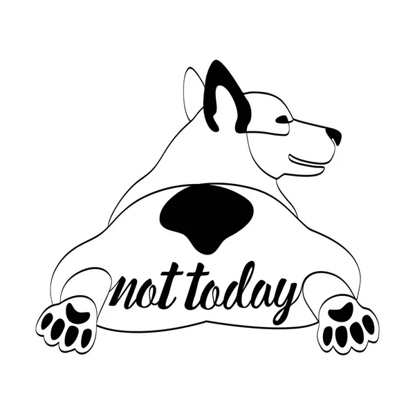 Не сегодня на футболке напечатан оттиск лежащей собаки Корги — стоковый вектор