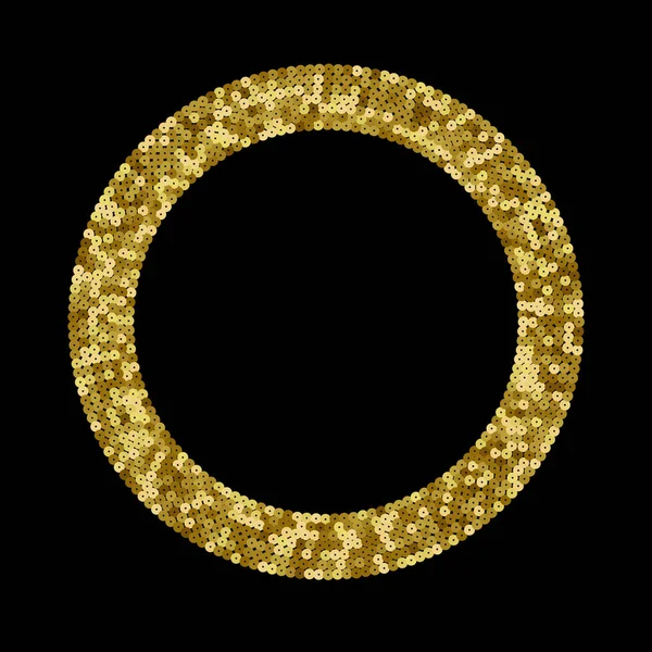 Gold Sequins Vector Luxury Round Frame. Fundo de férias —  Vetores de Stock