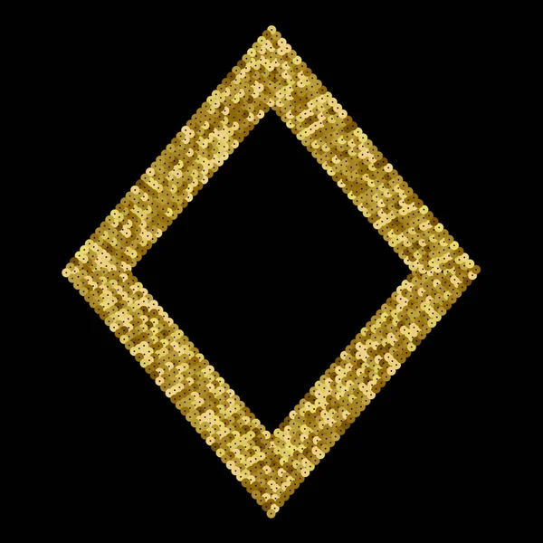 Gold Sequins Vector Luxury Rhombus Frame. Fundo de férias — Vetor de Stock