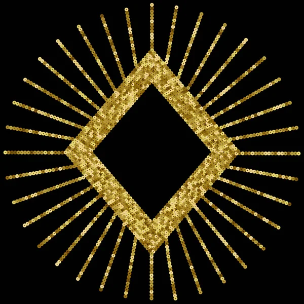 Gold Sequins Vector Luxury Rhombus Frame. Fundo de férias —  Vetores de Stock