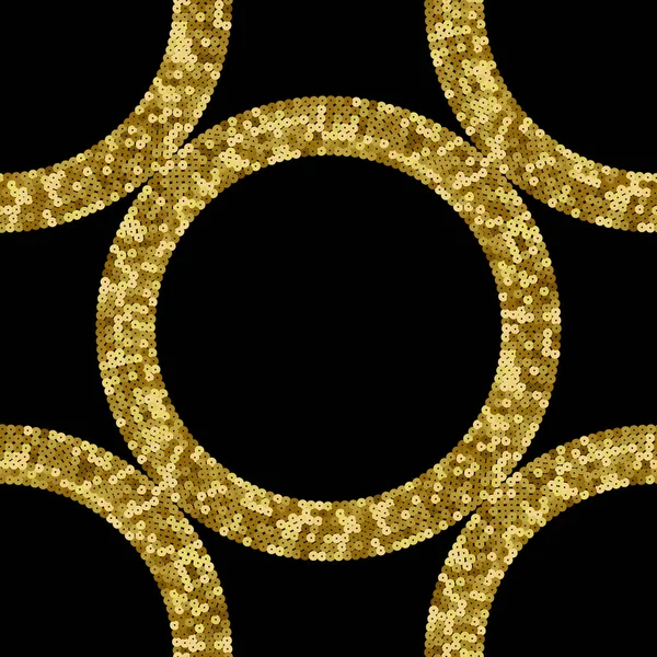 Paillettes d'or Modèle sans couture de luxe avec des cercles. Fond de vacances — Image vectorielle