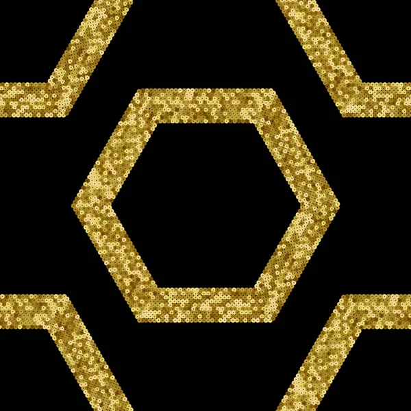 Gold Sequins luxus zökkenőmentes Pattern a hexagons. Ünnepi háttér — Stock Vector