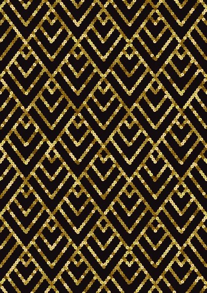 Couverture A4 Art déco en paillettes dorées. Gatsby Luxe fond rétro — Image vectorielle