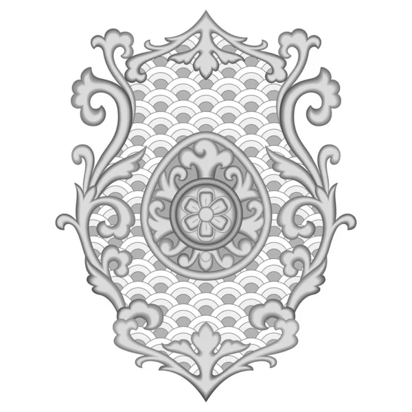 Абстрактний квітковий азіатський чорно-білий візерунок — стоковий вектор