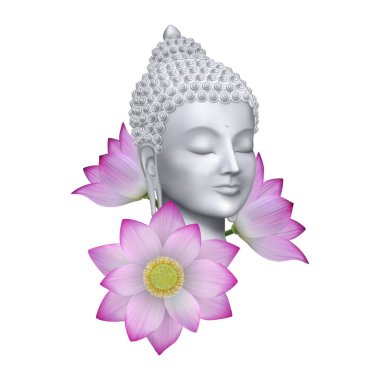 Pembe nilüfer çiçekli Buda yüzü