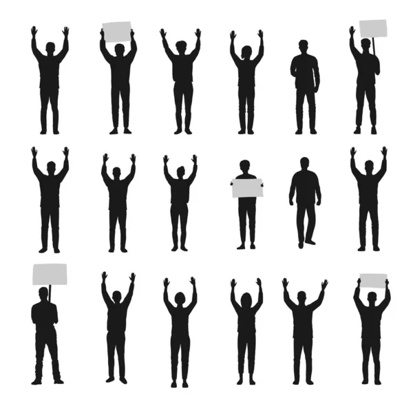 Silhouette Protesting People Hands Vector Set — Stock Vector