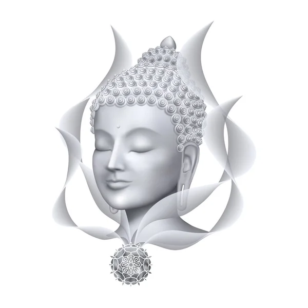 Rosto Buda Com Linhas Abstratas Mandala Ilustração Vetorial Esotérica Com — Vetor de Stock