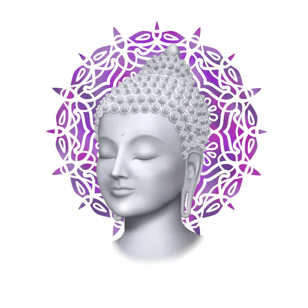 Bouddha Face Mandala Illustration Vectorielle Ésotérique Avec Symbole Bouddhiste Art — Image vectorielle