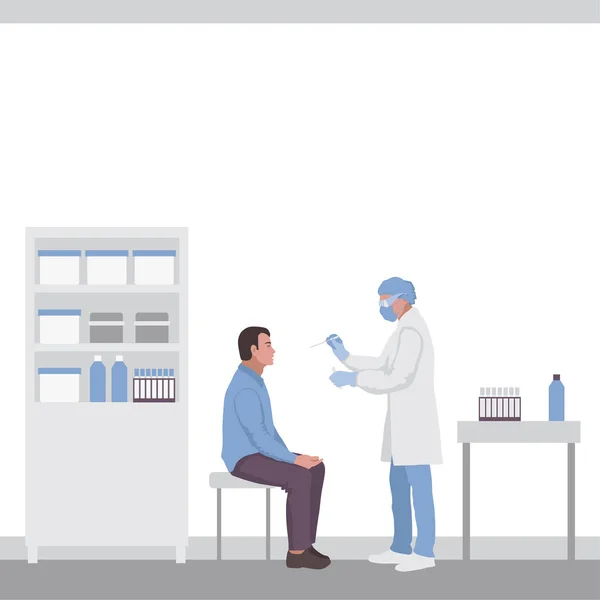 Prueba de infección de garganta. Pruebas de Coronavirus Covid 19 — Vector de stock