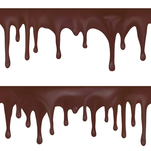 Απρόσκοπτη περίφραξη λιωμένης σοκολάτας που στάζει, ρίψη υγρού κακάο — Διανυσματικό Αρχείο