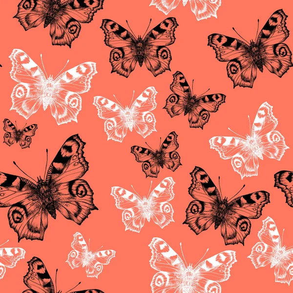 Disegno Grafico Mano Senza Cuciture Con Farfalle — Foto Stock