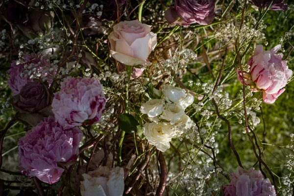 Bouquet Beautiful Composition White Flowers Blurred Backgroun — Stock Photo, Image