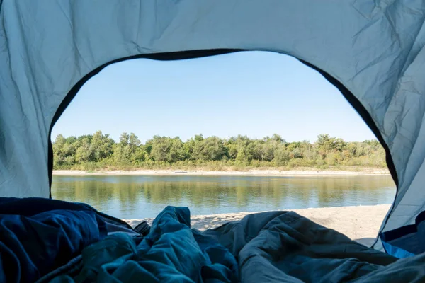 Atemberaubende Aussicht Auf Einen Schönen Sommer Fluss Und Wald Aus — Stockfoto