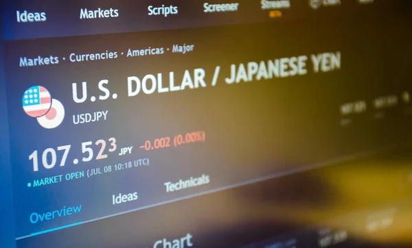 Valutapárok Tőzsdén Vagy Forex Kereskedési Platformon Dollár Japán Jen Tőzsdén Stock Kép