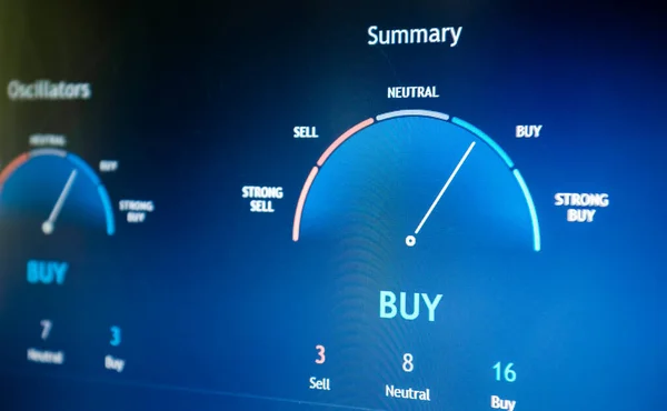 Närbild Bildtext Skärmen Köp Aktiemarknaden Eller Forex Handelsplattform — Stockfoto