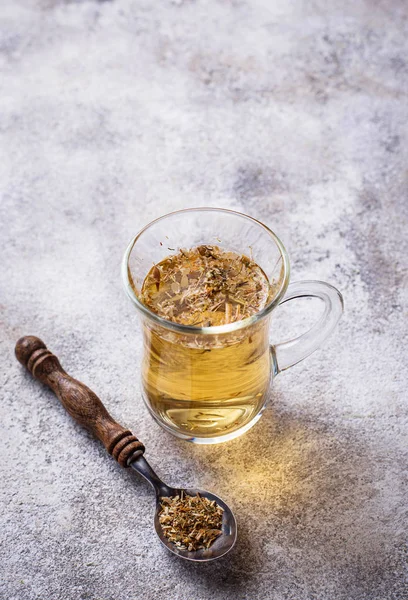 Healthy chamomile tea on light background — Stock Photo, Image