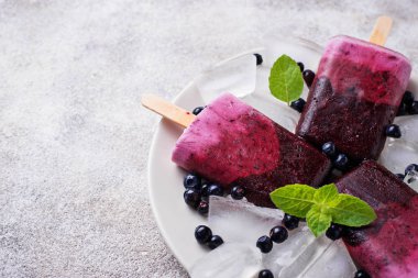 Blueberry ile tatlı ev yapımı popsicles