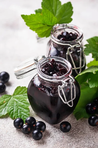 Black currant jam in jar