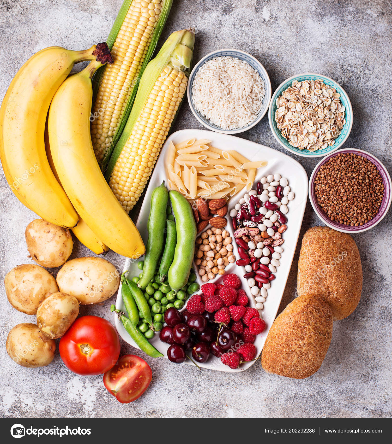 Healthy products sources of carbohydrates. Stock Photo by ©yulianny