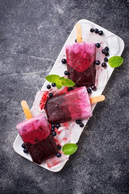 Blueberry ile tatlı ev yapımı popsicles