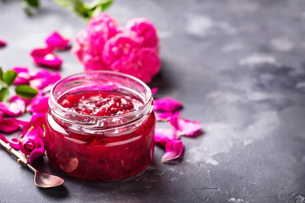 Confiture Maison Pétales Rose Concentration Sélective — Photo