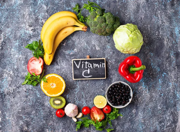 Alimentos ricos em vitamina C. Alimentação saudável — Fotografia de Stock