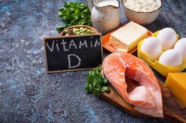 Sağlıklı gıdalar vitamin d seçici odak içeren